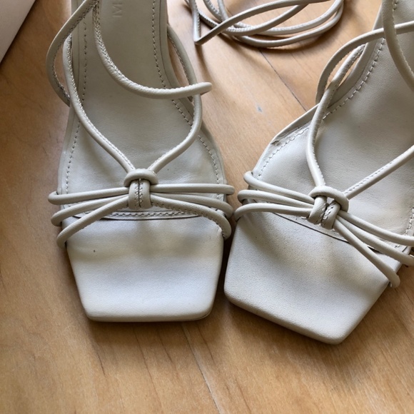 JONATHAN SIMKHAI MEGHAN SQUARE TOED HEEL WRAP SANDALS - Picture 5 of 11